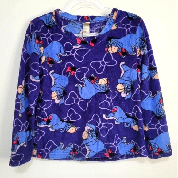 Disney Other - Disney Eeyore Fuzzy Purple Pajama Top Small